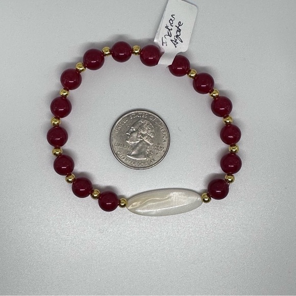 Mother of pearl and Agate bracelet handmade - Picture 2 of 6